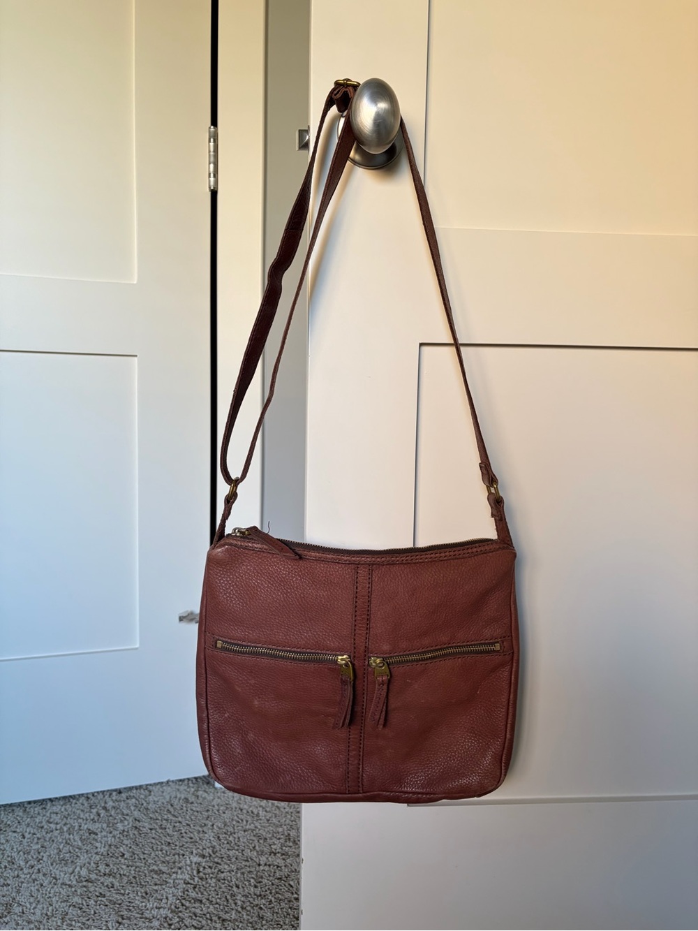 Fossil Rustic Brown Pebbled Leather Crossbody